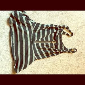 Black & Grey Peplum Top